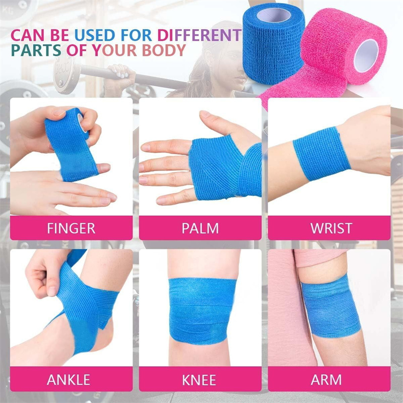 Enveloppement de bandage auto-adhésif – Enveloppement de compression cohésif, respirant et déchirable à la main Enveloppement de bandage auto-adhésif – Enveloppement de compression cohésif, respirant et déchirable à la main